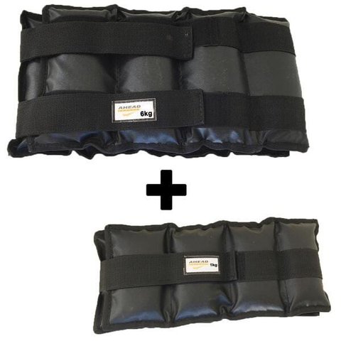 Kit Pares De Caneleiras (tornozeleiras) 6kg + 1kg Pretas