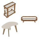 Ver imagem 2 de Kit 3 Peças p/Sala de Estar Mesa de Centro , Carrinho Bar e Rack Théo