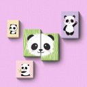 Ver imagem 1 de Panda Cute - Quadros ou Placas Modulares com 5 Peças