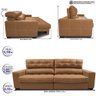 Sofá de Couro Legítimo Retrátil e Reclinável 2,15m Molas Ensacadas Cama Inbox Majesty Mel - 2