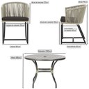 Ver imagem 2 de Mesa com 4 Cadeiras de Jantar Roma 100cm e Noronha em Aluminío Preto Corda Nautica Estofado 9 Trama