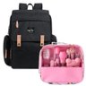 Kit Mochila Bolsa Maternidade e Higiene Bebê Neném 13 Itens:preto+rosa - 1