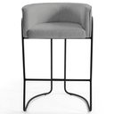 Ver imagem 2 de Kit 4 Banquetas Decorativas Base Aço Preto Betina C-416 Linho Cinza Escuro - Domi