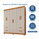 Ver mais imagens de Guarda-Roupa Casal 6 Portas 4 Gavetas 100% MDF Flórida Yescasa Branco/Cinamomo/Off White