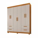 Ver imagem 3 de Guarda-Roupa Casal 6 Portas 4 Gavetas 100% MDF Flórida Yescasa Branco/Cinamomo/Off White