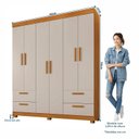 Ver imagem 4 de Guarda-Roupa Casal 6 Portas 4 Gavetas 100% MDF Flórida Yescasa Branco/Cinamomo/Off White