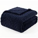 Ver imagem 1 de Manta Queen Sherpa Dupla Face 240g/m²Jacquard Alto Relevo Aveludada Quente e Macia - Marinho 100% Po