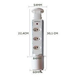 Torre de Tomada Hafele Retrátil de Embutir Multiplug Branca - 3