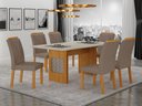 Ver imagem 1 de Conjunto Sala de Jantar Lara 1,80m com 6 Cadeiras Clara Plus Cinamomo/Off White/Joli Camurça