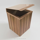 Ver imagem 4 de Lixeira de Madeira Plastica com Tampa Basculante Marrom 68l