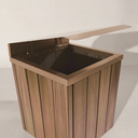 Ver imagem 3 de Lixeira de Madeira Plastica Ecológica com Tampa Basculante Marrom 68l