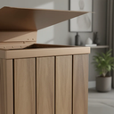 Ver imagem 2 de Lixeira de Madeira Plastica Ecológica com Tampa Basculante Marrom 68l