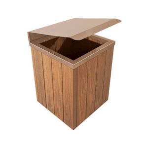 Lixeira de Madeira Plastica com Tampa Basculante Marrom 68l