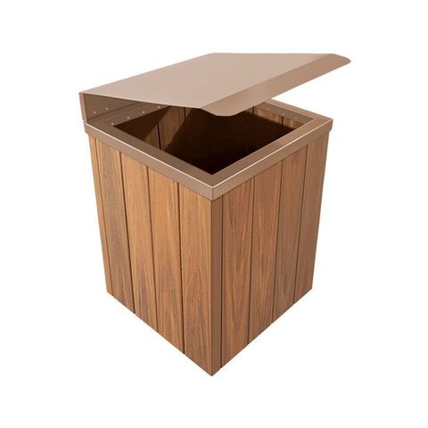 Lixeira de Madeira Plastica Ecológica com Tampa Basculante Marrom 68l