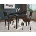 Ver imagem 1 de Conjunto Mesa de Jantar Tubular Malva 4 Lugares Tampo de Vidro Quadrado 75cm Preto Imbuia