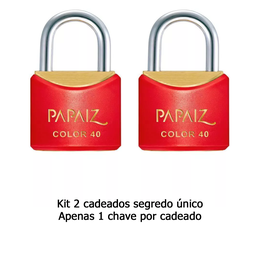 Kit com 2 Cadeados Papaiz Cr40 Vermelho Ka1 - 2