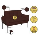 Ver imagem 3 de Kit 02 Poltronas + Namoradeira Pé Metal Preto Recepção Sala Marrom