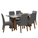 Ver imagem 2 de Conjunto Sala de Jantar Tampo de Vidro 6 Cadeiras Rustic/cinza/silver Madrid Madesa