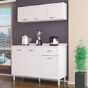 Ver imagem 2 de Balcão de Cozinha com Tampo e Armário Aéreo 120 Cm Branco Brilho - Poquema