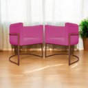 Ver imagem 1 de Kit 2 Poltronas Recepção Luna Base de Ferro Bronze - Pink Corino