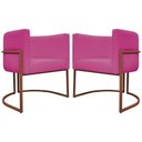 Ver imagem 4 de Kit 2 Poltronas Recepção Luna Base de Ferro Bronze - Pink Corino