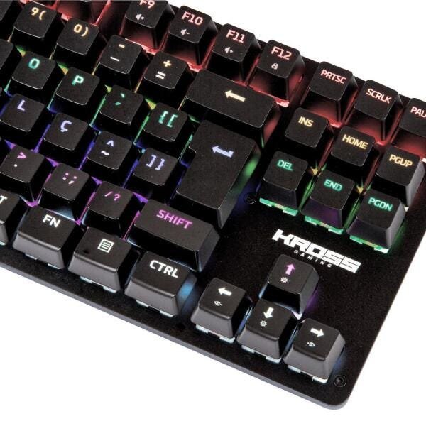 TECLADO USB GAMER KROSS ELEGANCE KE-KG120 ODINSON PRETO LED MECANICO - 2