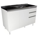Ver imagem 1 de Balcão Pia 120cm 100% Mdf 3 Portas 2 Gavetas para Cozinha