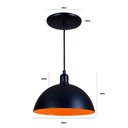 Ver imagem 3 de Pendente Meia Lua 24cm Luminária Lustre Alumínio Preto Fosco C/ Laranja