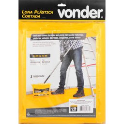 Lona Plástica Cortada Amarela 4 M X 4 M Grossa Vonder - 2
