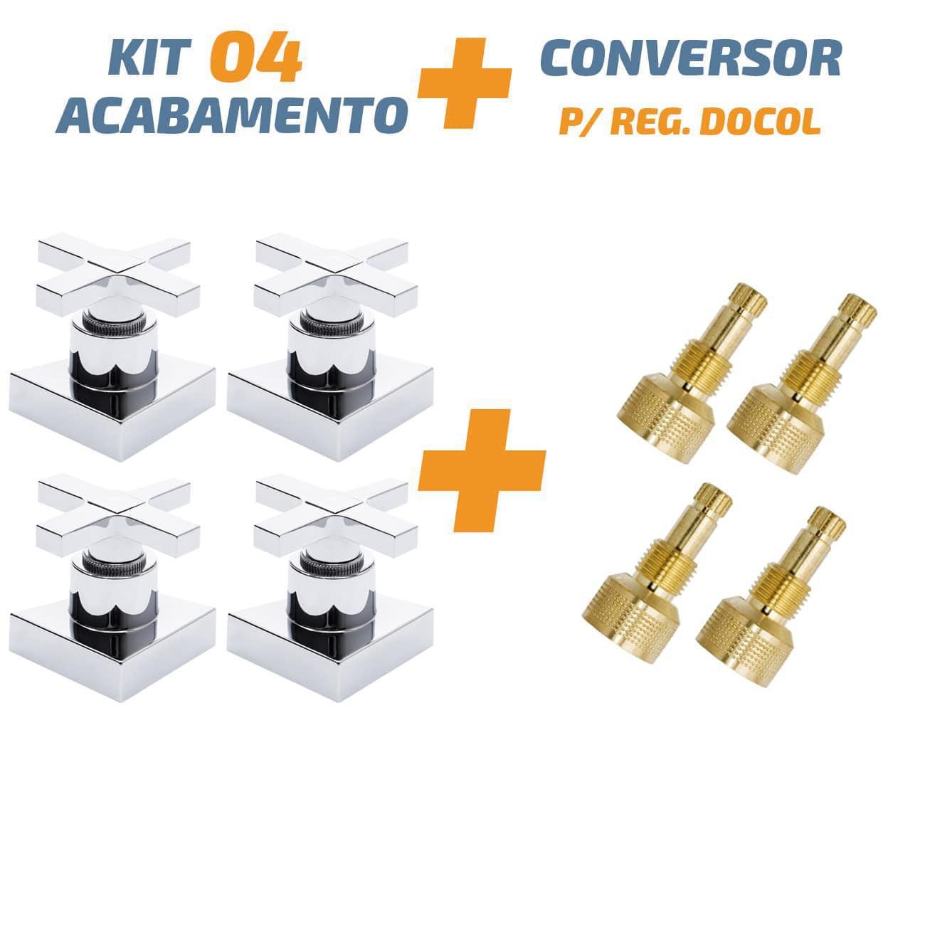 Kit04 Acabamento Cruzeta Cromado 1/2' ou 3/4 para Reg Docol - 1