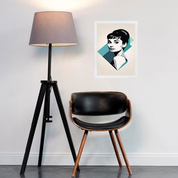 Quadro Audrey Hepburn Geométrico 45x34cm:moldura Preta - 1