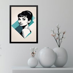 Quadro Audrey Hepburn Geométrico 45x34cm:moldura Preta - 2