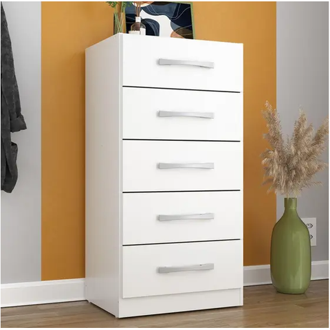 Cômoda Savana 5 Gavetas Moveís Rodial Branco