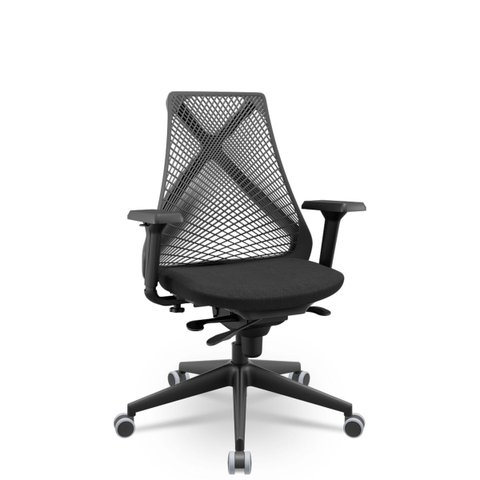Cadeira Escritório Bix X+ Presidente Slider Pu Poliéster Preto Plaxmetal