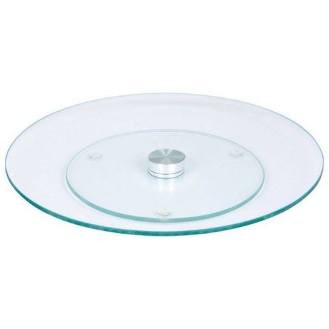 Prato giratório centro de mesa em vidro branco e inox 70cm
