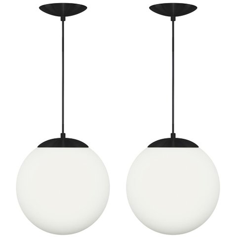 Kit 2 Pendentes Orby Bola Globo Grande 23 cm Preto