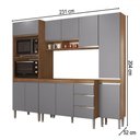 Ver imagem 4 de Armário de Cozinha Thalia 10 Portas 3 Gavetas Freijó/cinza/branco - Pnr Móveis