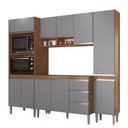Ver imagem 2 de Armário de Cozinha Thalia 10 Portas 3 Gavetas Freijó/cinza/branco - Pnr Móveis