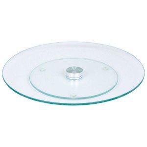 Prato giratório centro de mesa em vidro incolor e inox 60cm