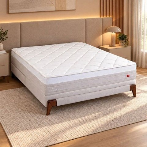 Colchão King Molas Ensacadas Pillow Top Aloe Vera Herval Essenza 193x203x29 Yescasa Bege