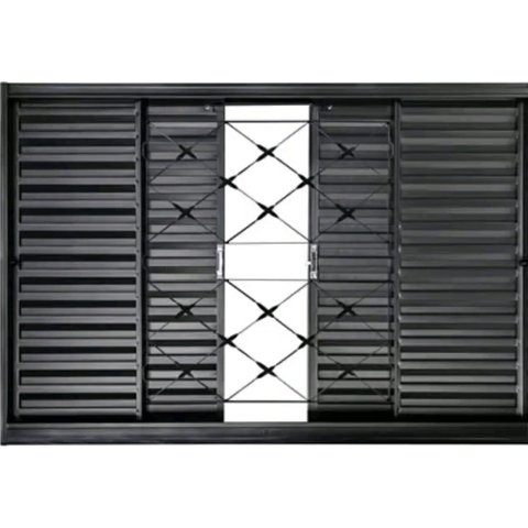 Janela Veneziana 4f 120x100 Req. 7cm sem Vidro Grade Xadrez