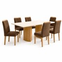 Ver imagem 2 de Conjunto de Mesa de Jantar 6 Lugares Isla e Carol 160x80cm MDF Cinamomo Off White Marrom
