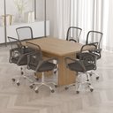 Ver imagem 1 de Mesa para Reunião 6 Lugareso 136cm x 90cm Marrom/Amêndoa