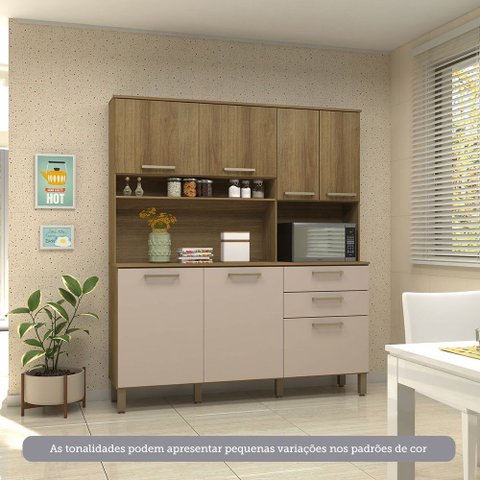 Cozinha Compacta 165,40cm 7 Portas e 2 Gavetas com Tampo 353 Luciane Móveis