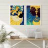 Conjunto 2 Quadros Decorativos Arte Orixá oxum 45x34cm - com Vidro:madeira Preta - 2