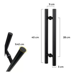 Puxador Porta Pivotante H 40cm Aço Inox 304 Preto Escovado - 5