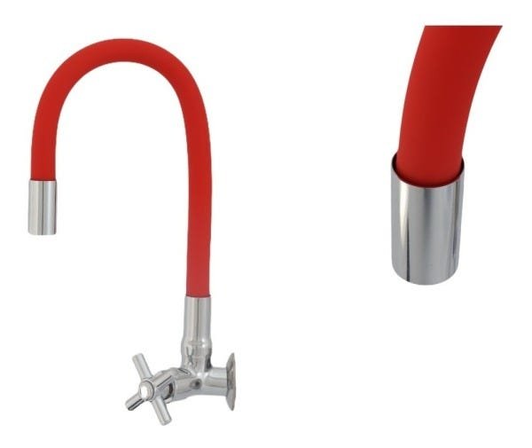 Torneira Flexível De Parede Tubo Vermelha Para Cozinha - 4