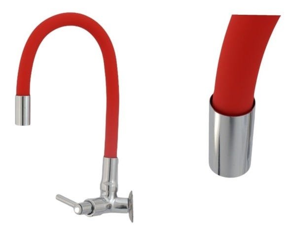 Torneira Flexível De Parede Tubo Vermelha Para Cozinha - 2