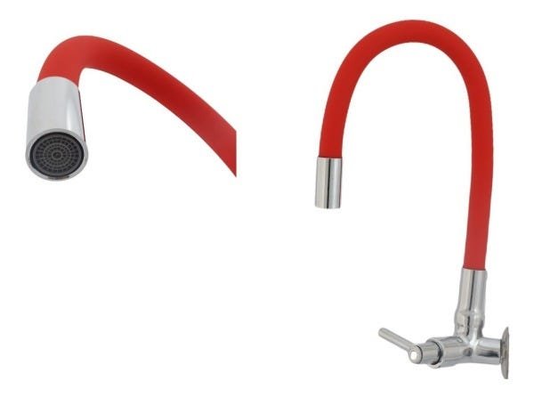 Torneira Flexível De Parede Tubo Vermelha Para Cozinha - 3