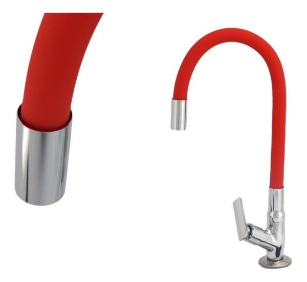 Torneira Flexível Tubo Vermelha De Mesa Para Cozinha - 2